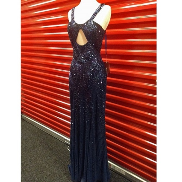 NEW Gown Party Prom Long Evening Dress Navy - Picture 2 of 5